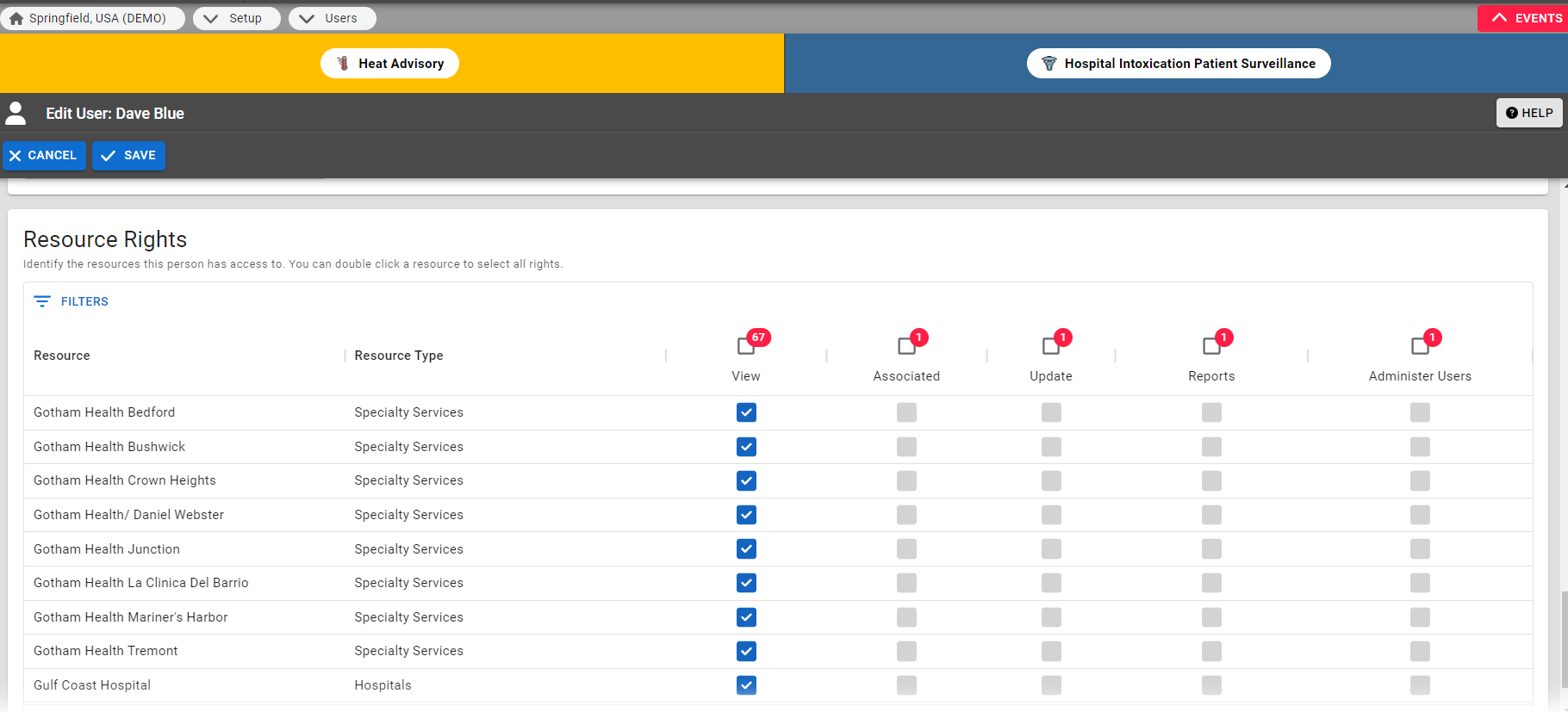 EMResource Users Resource Rights